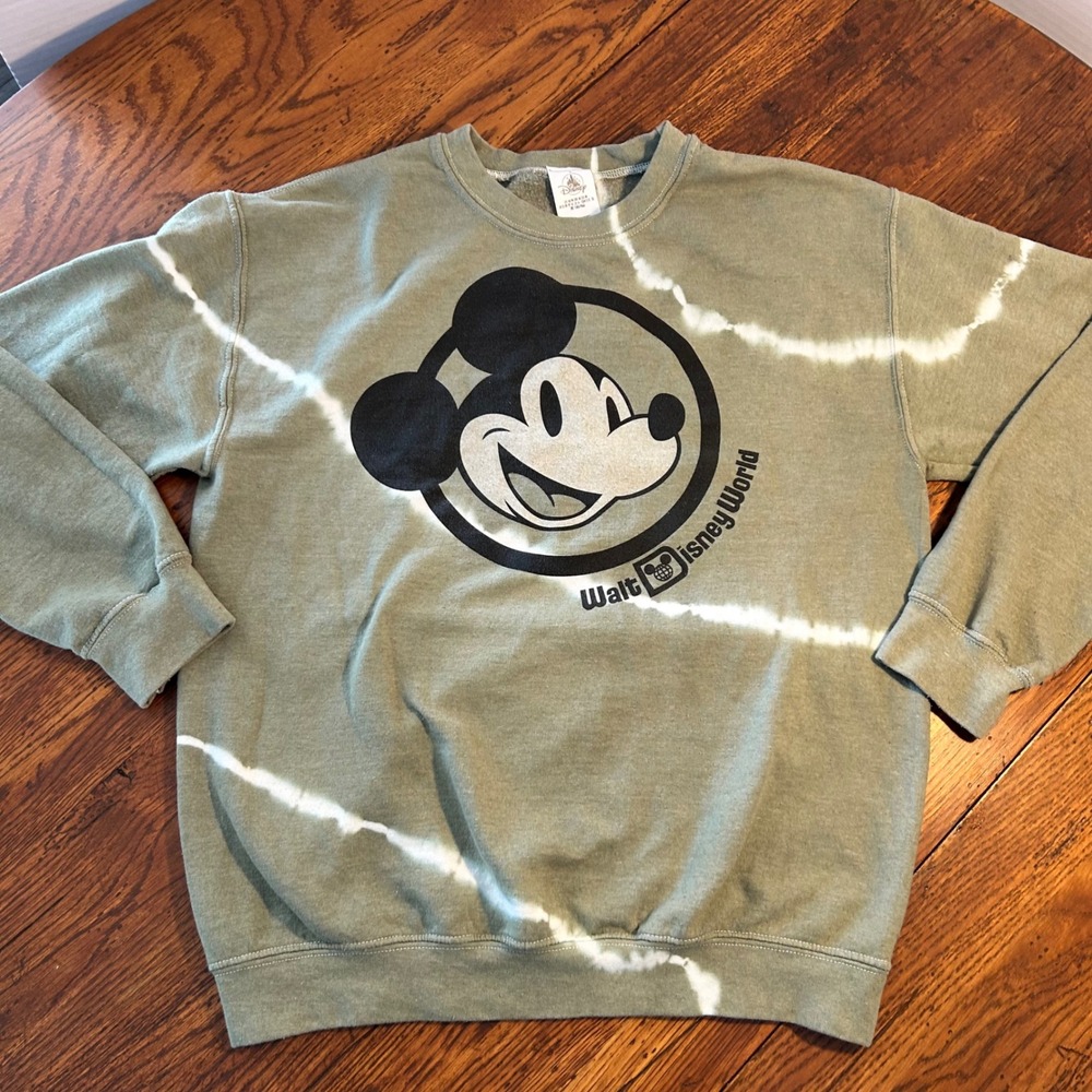 Disney Mickey Mouse Sweatshirt Mens Medium Green Tie Dye Walt Disney‎ World Crew
